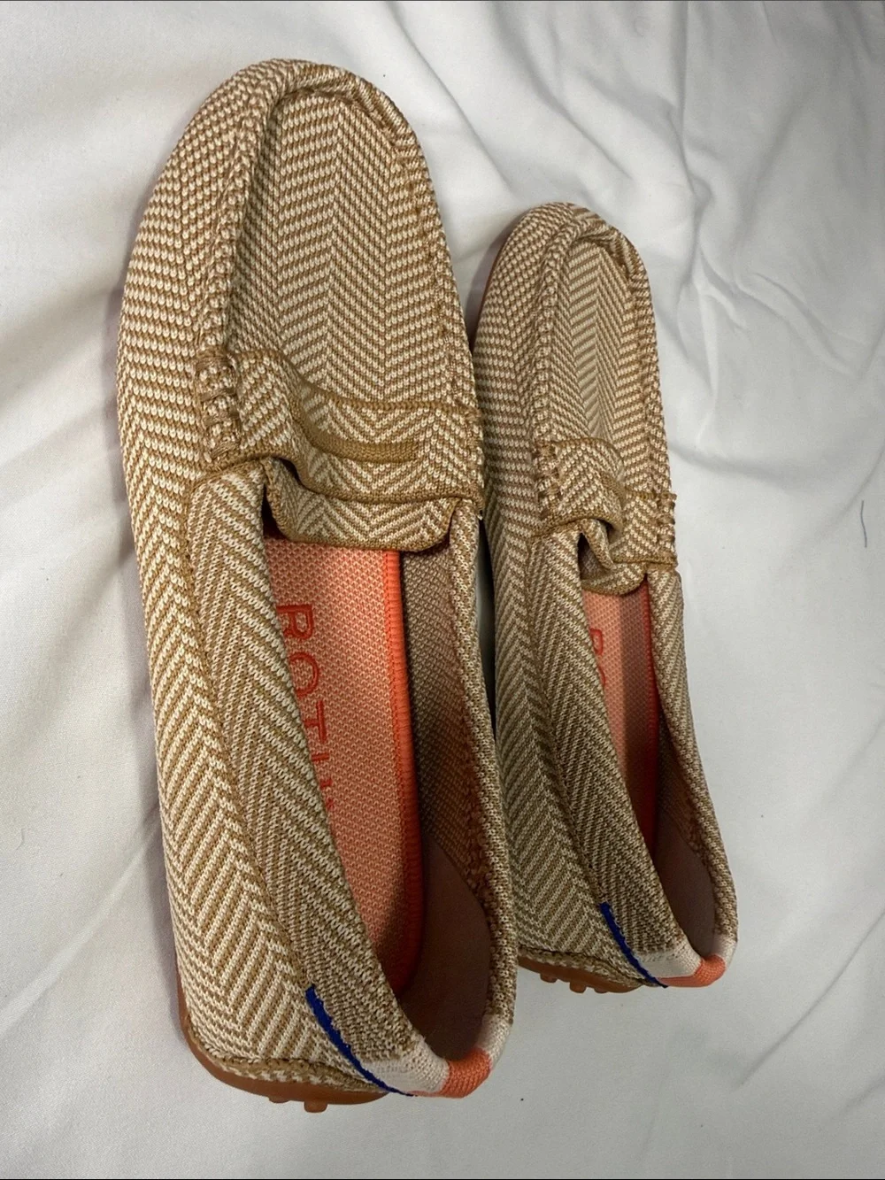 Rothy's Women’s Tan Herringbone Slip-On Loafers Size 6